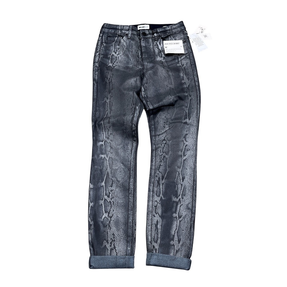 William Rast‎ Jeans Women 26 Black Silver Snakeskin High Rise Skinny Sculpting